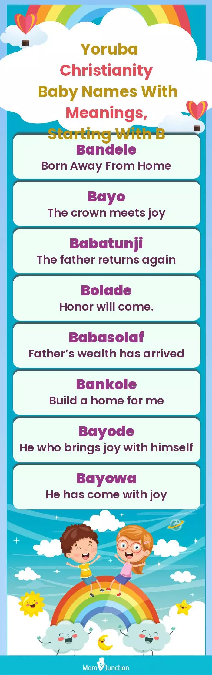  Yoruba Christianity Baby Names with Meanings, Starting With B(infographic)