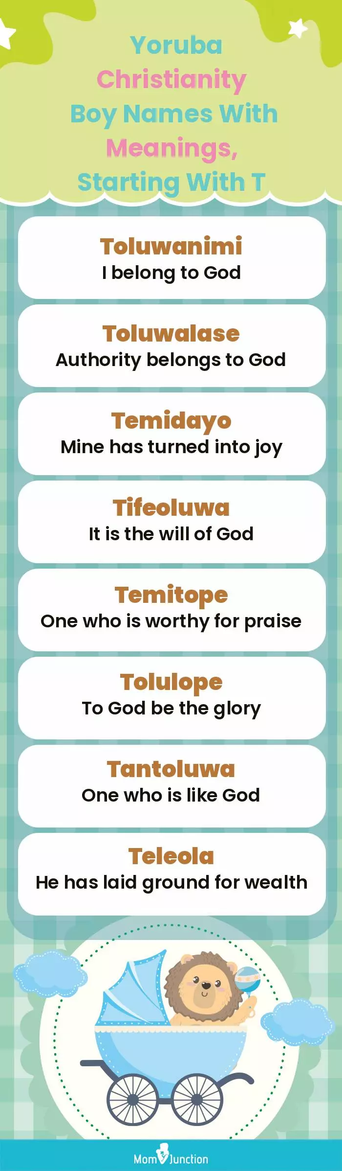  Yoruba Christianity Boy Names with Meanings, Starting With T(infographic)