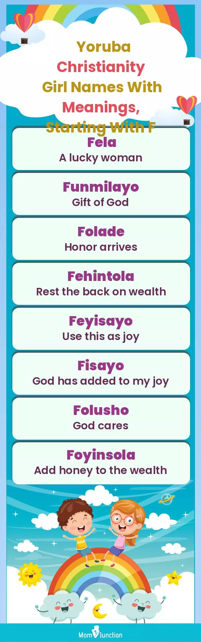  Yoruba Christianity Girl Names with Meanings, Starting With F(infographic)