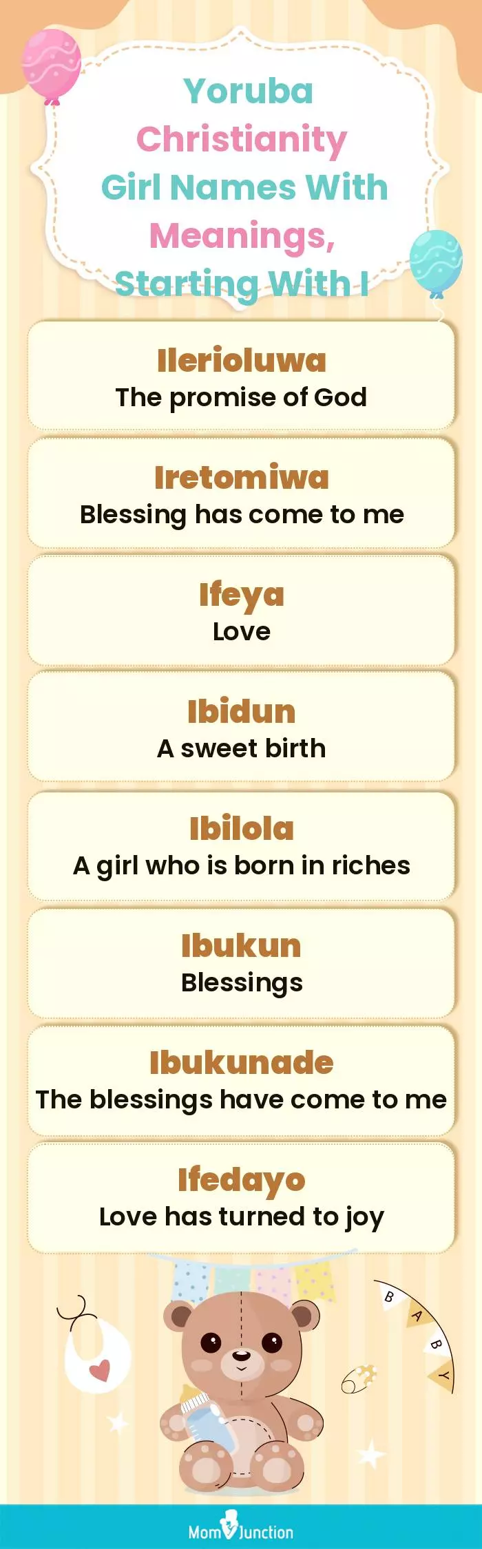  Yoruba Christianity Girl Names with Meanings, Starting With I(infographic)