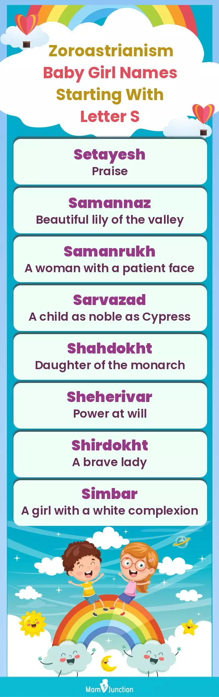  Zoroastrianism Baby Girl Names Starting With Letter S(infographic)