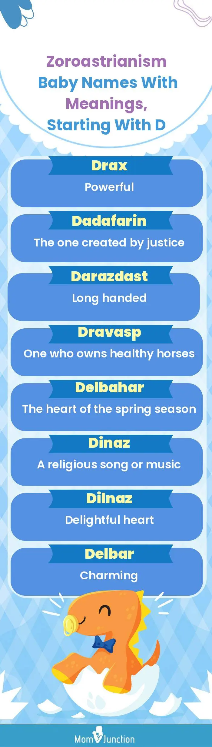  Zoroastrianism Baby Names with Meanings, Starting With D(infographic)