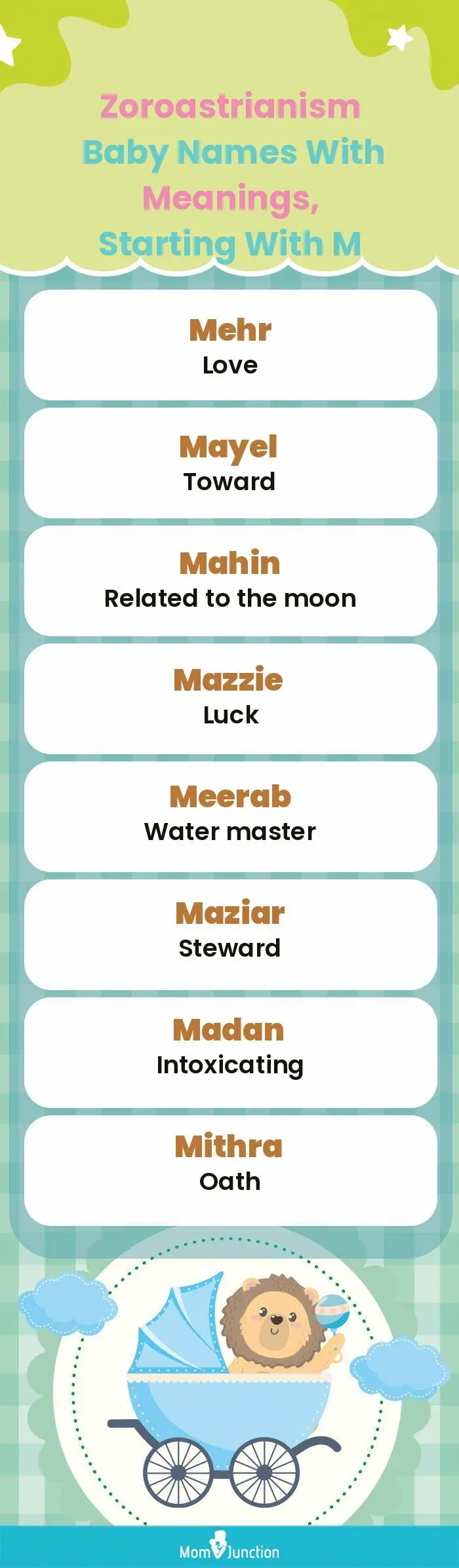  Zoroastrianism Baby Names with Meanings, Starting With M(infographic)