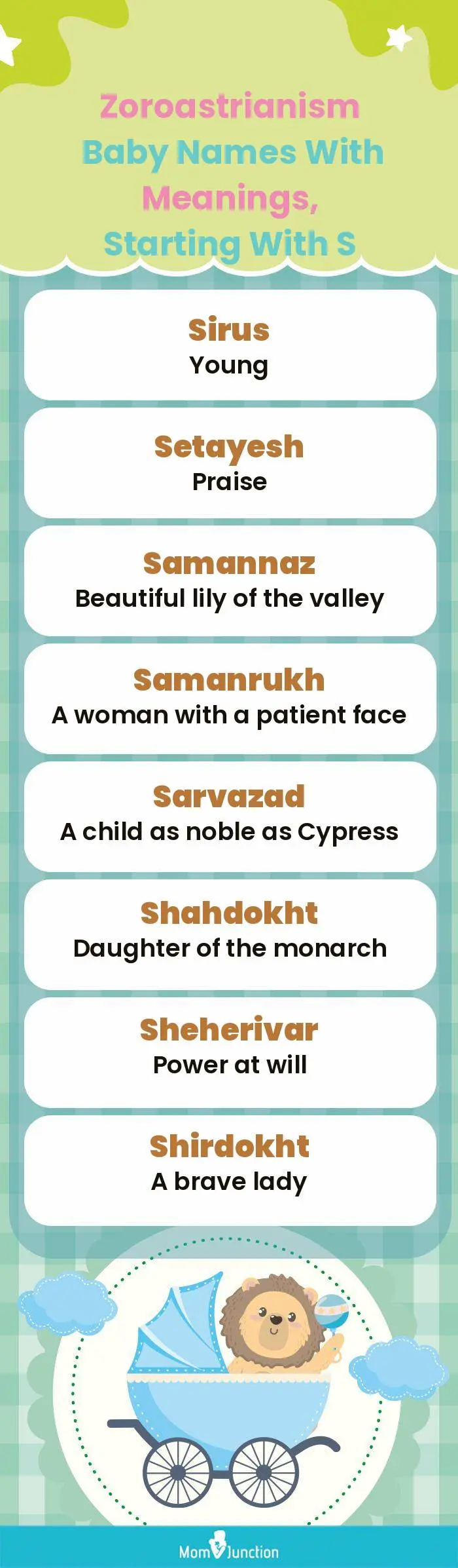  Zoroastrianism Baby Names with Meanings, Starting With S(infographic)