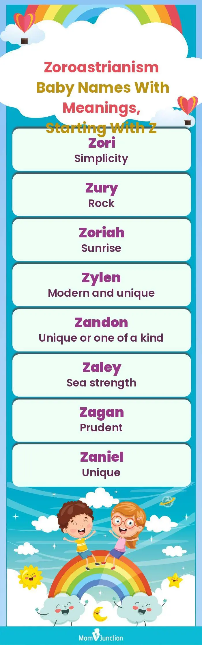  Zoroastrianism Baby Names with Meanings, Starting With Z(infographic)