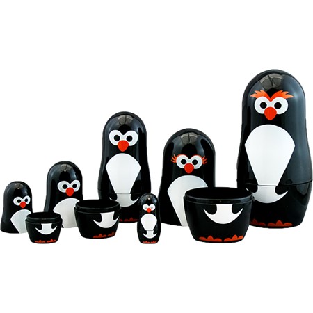 Penguin Nesting Dolls-6 Matryoshka Penguins