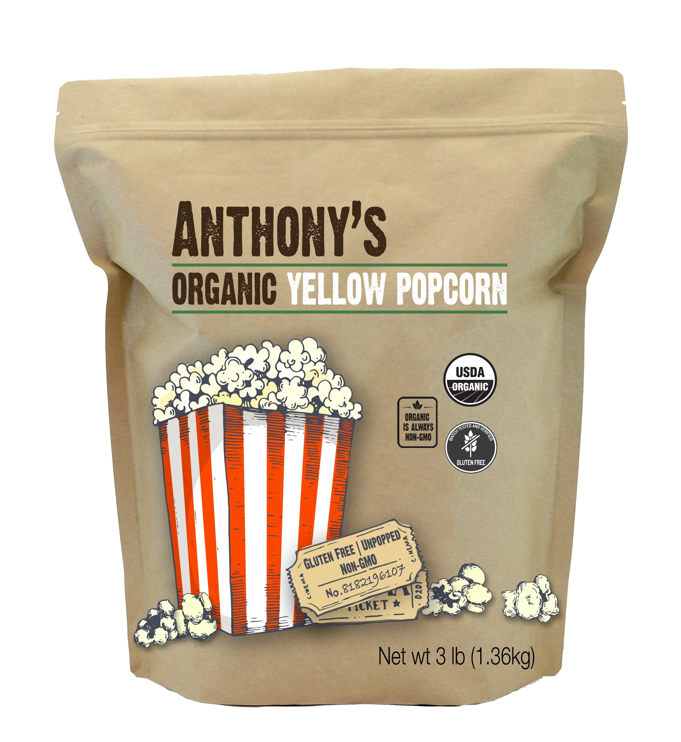 Anthony’s Organic Yellow Popcorn Kernels