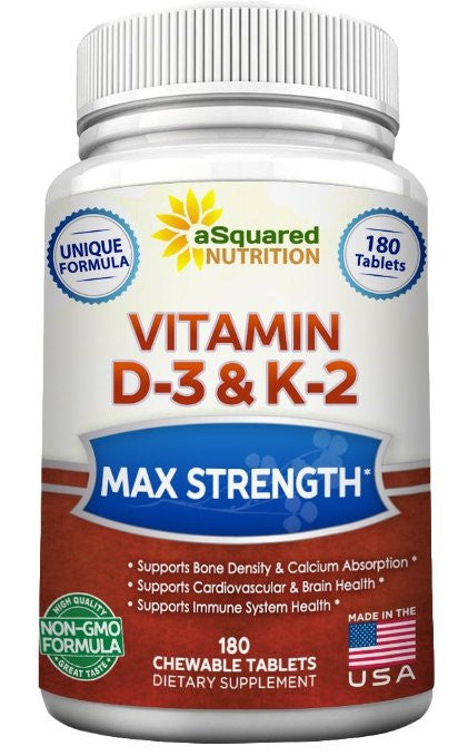 aSquared Nutrition Maximum Strength Vitamin D-3 & K-2 Supplement