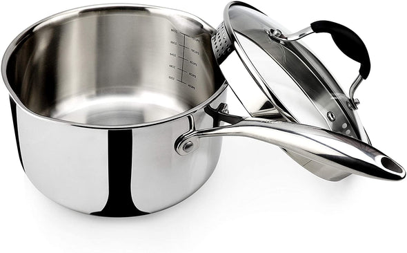 AVACRAFT Stainless Steel Saucepan with Glass Lid