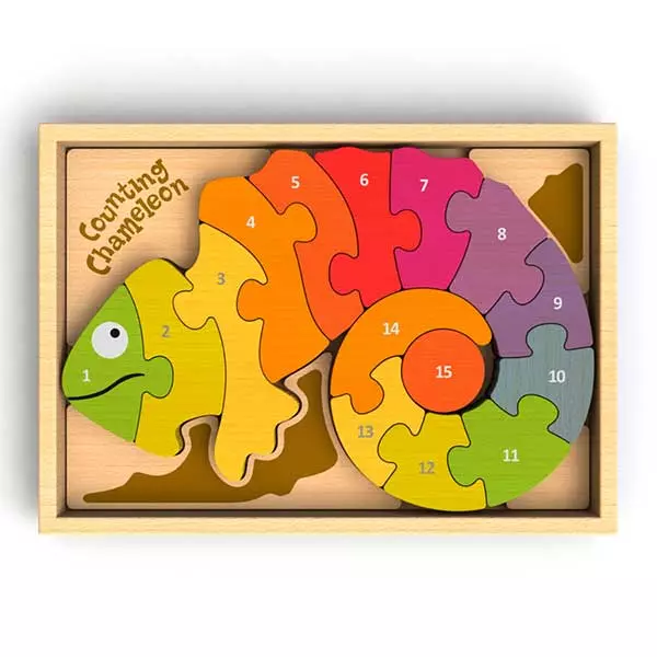 BeginAgain Counting Chameleon Bilingual Puzzle