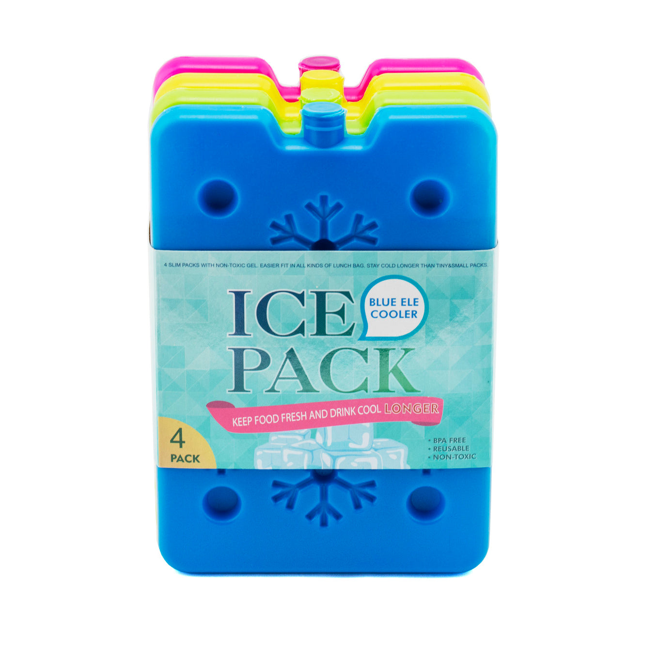 Thrive 4 Pack Small Reusable Ice Packs for Lunch Box or Cooler, Long  Lasting, BPA Free, Blue & Green Geometric