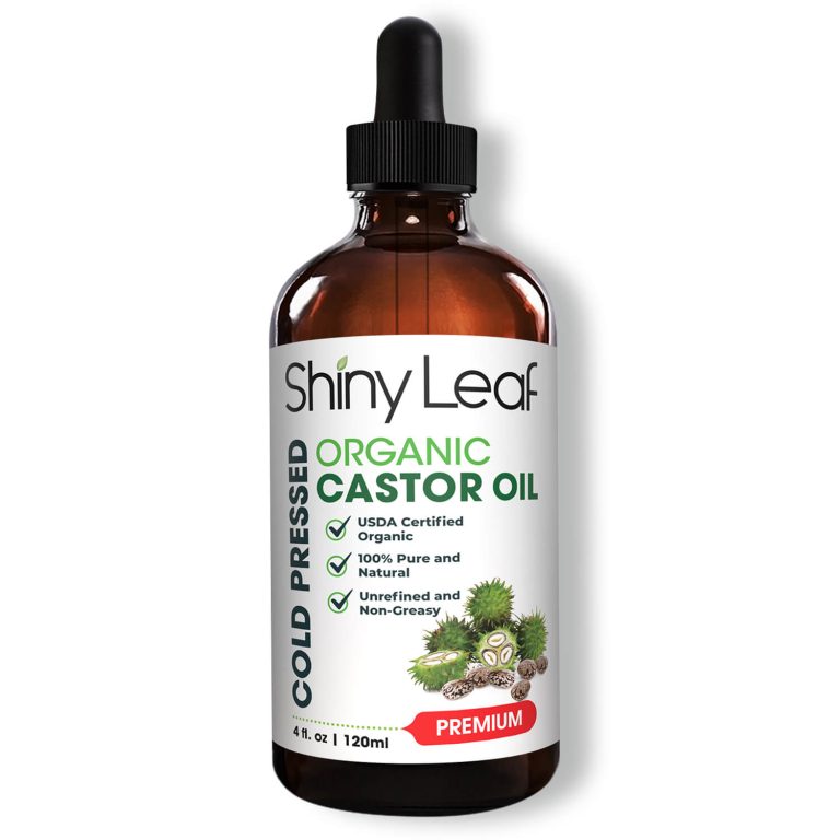 Castor Oil - for eyelashes and hair thickness, skin & scalp health, natural moisturizer, reduces arthritis and cramped muscles pains, Premium quality from Shiny Leaf - 100% Pure, Cold Pressed - 4oz…