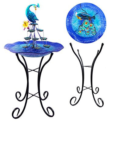 Comfy Hour Blue Peacock Water Fountain Tabletop
