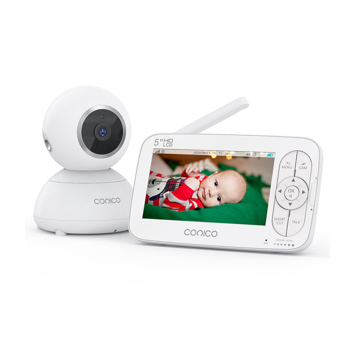 Momcozy Video Baby Monitor, 1080P 5 HD Baby Monitor with Camera and Audio,  Infrared Night Vision, 5000mAh Battery, 2-Way Audio, Wide-angle View  Temperature Sensor Lullabies 