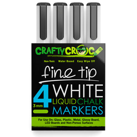 Crafty Croc Fine Tip Chalk Markers – White