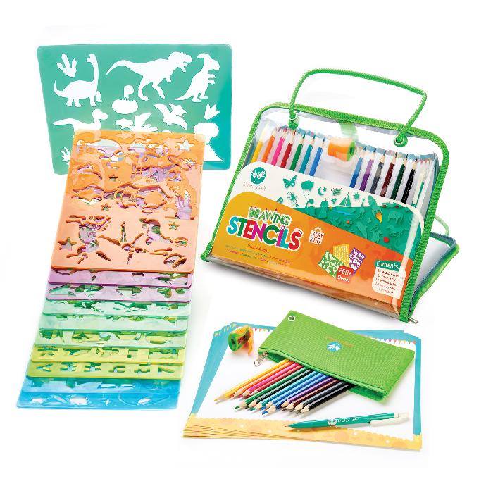 Creabow Crafts Drawing Stencils and Colored Pencils Arts And Crafts Set