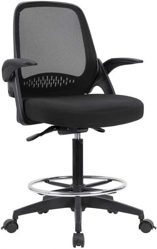 Devoko Drafting Chair Tall Office Chair with Flip-up Armrests