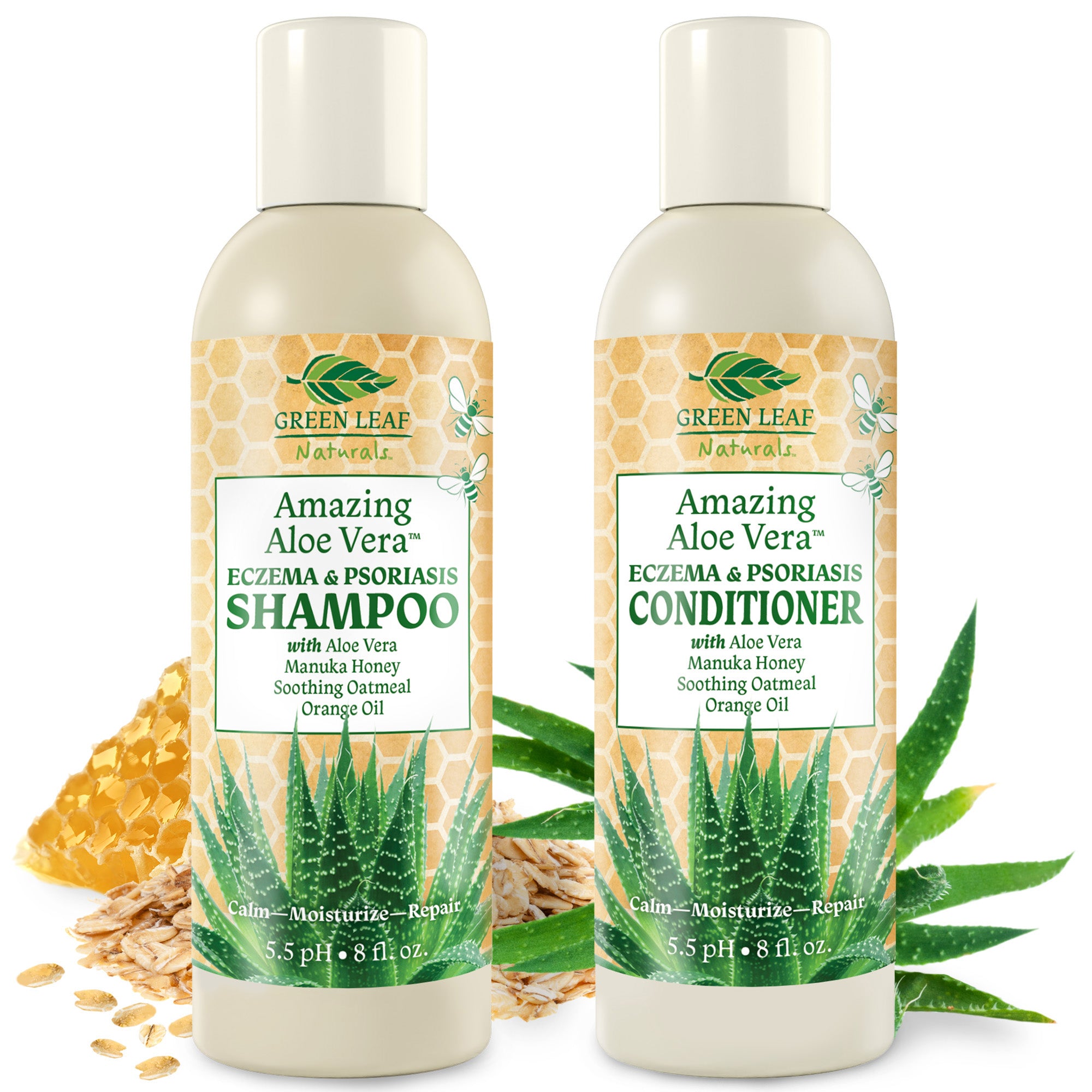 Green Leaf Naturals Amazing Aloe Vera Eczema & Psoriasis Shampoo And Conditioner Set