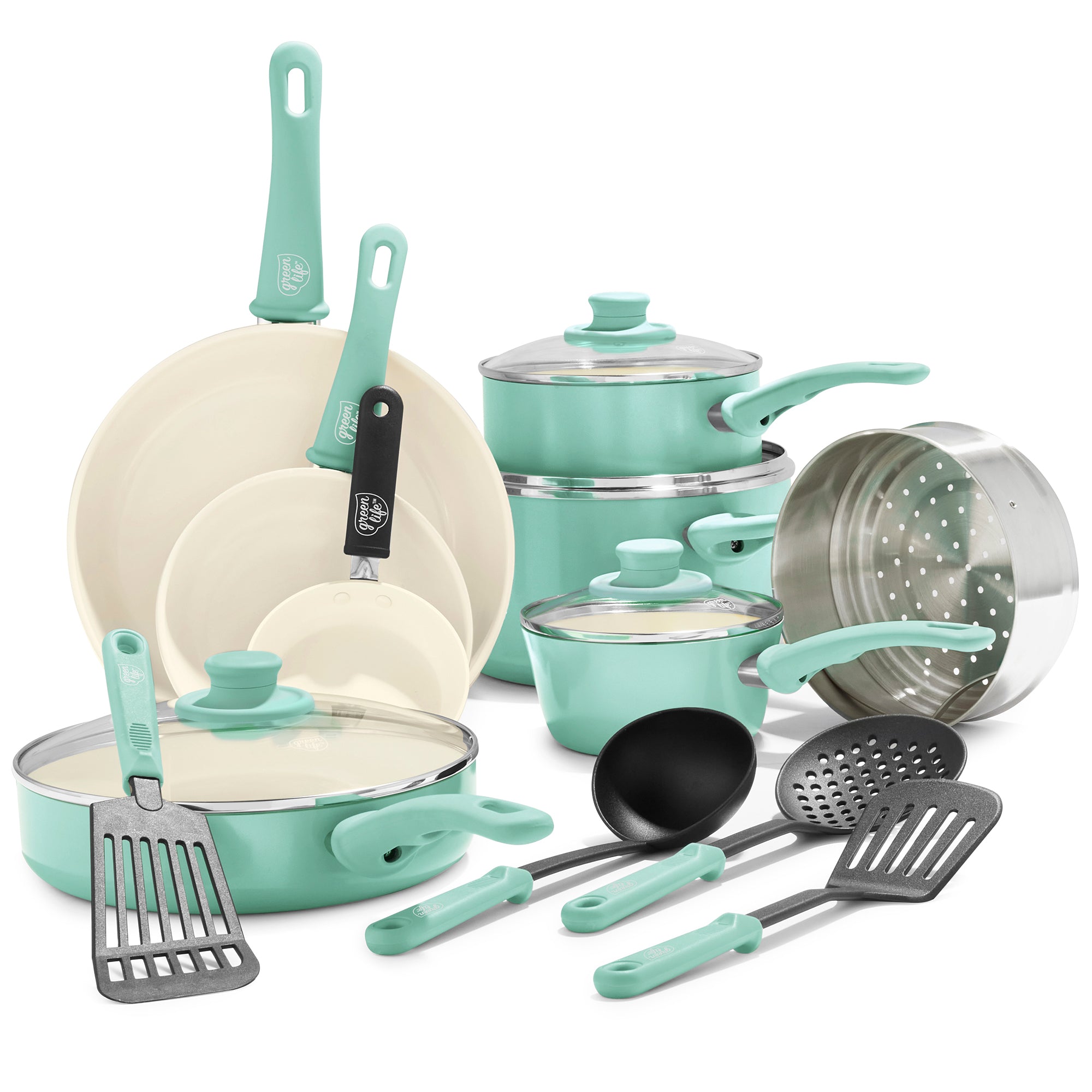 GreenLife Soft Grip Cookware Pots and Pans Set