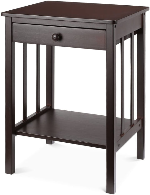 HOMFA Bamboo Night Stand End Table with Drawer and Storage Shelf