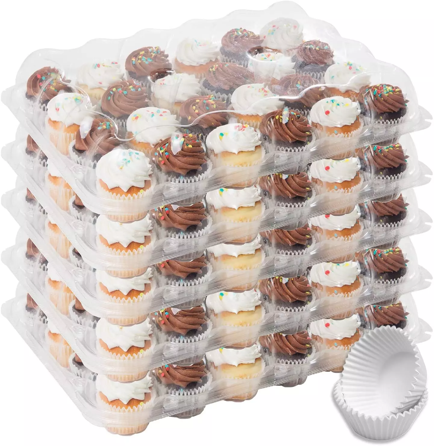 Houseables Five-Pack Plastic Reusable Cupcake Carriers