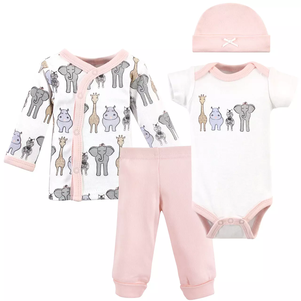 Preemie Clothes Hudson Baby Girls Thermal Preemie Layette Set 4pc Short Sleeve Outfit Acorn Botanical Preemie Acorn Botanical Short Sleeve Preemie Socks