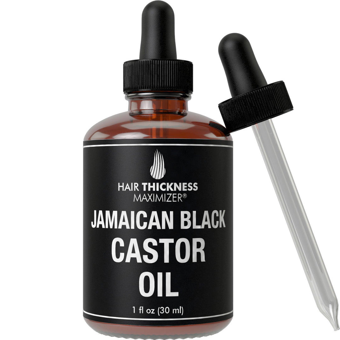 Jamaican Black Castor Oil (1fl Oz) by Hair Thickness Maximizer. Pure Unrefined Oils for Thickening Hair, Eyelashes, Eyebrows. Avoid Hair Loss, Thinning Hair for Men and Women