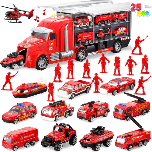Joyin 25-In-One Die-Cast Fire Truck Vehicle Toy Set