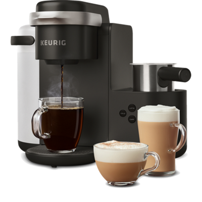Keurig K-Cafe单杯咖啡机，拿铁机和卡布奇诺咖啡机，配有洗碗机安全牛奶泡沫，咖啡拍摄能力，兼容所有Keurig K-Cup豆粒，深色木炭