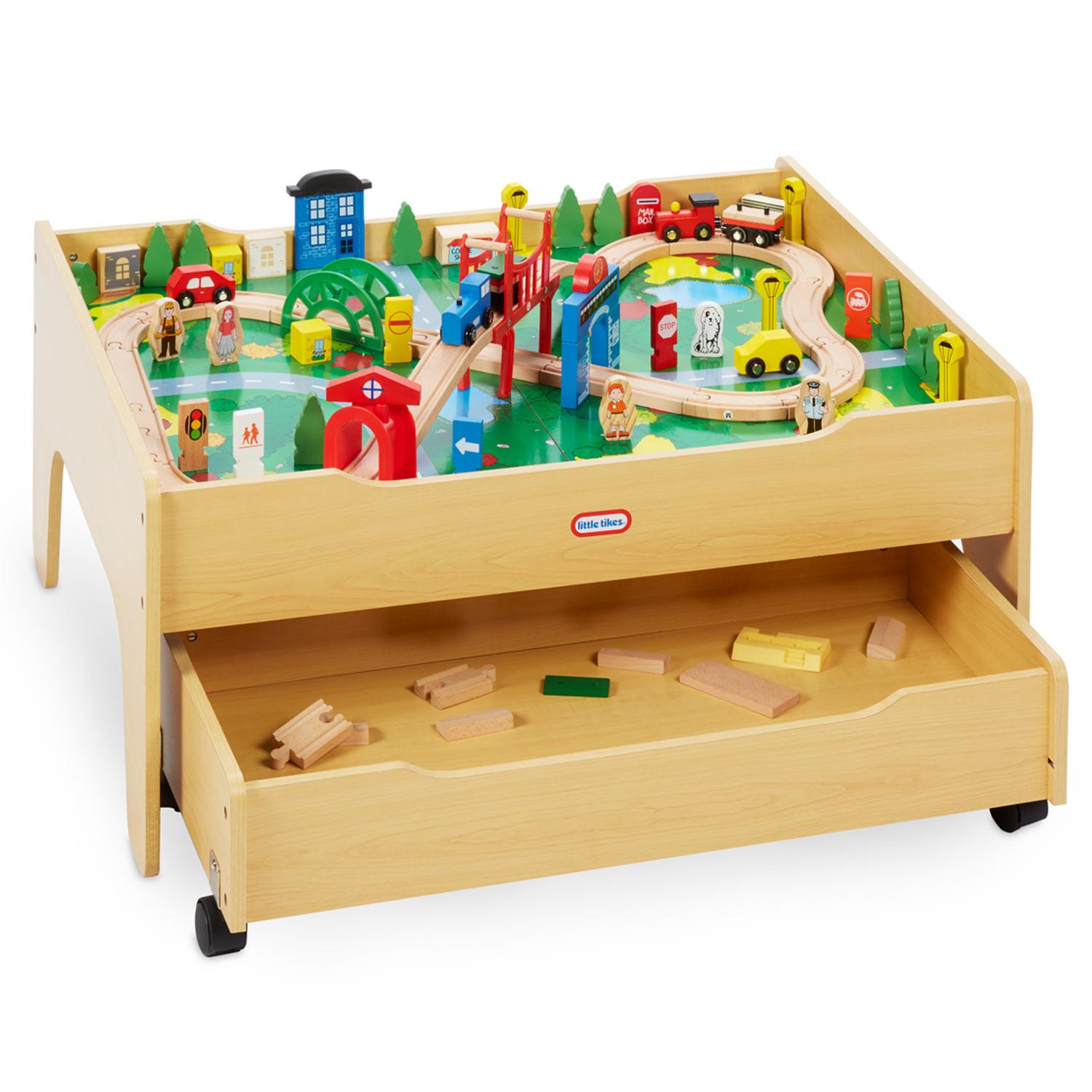 Little Tikes Real Wooden Train Table Set