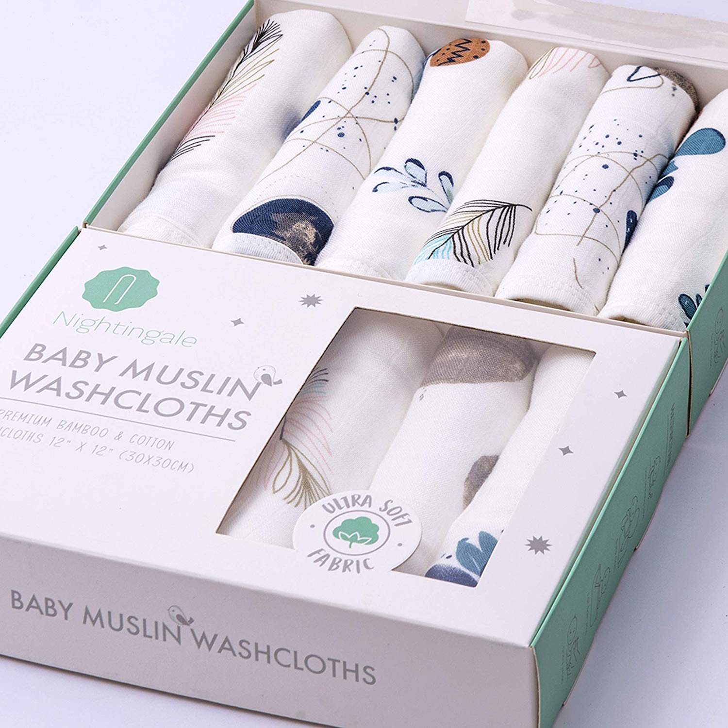 Nightingale Muslin Bamboo Baby Washcloths