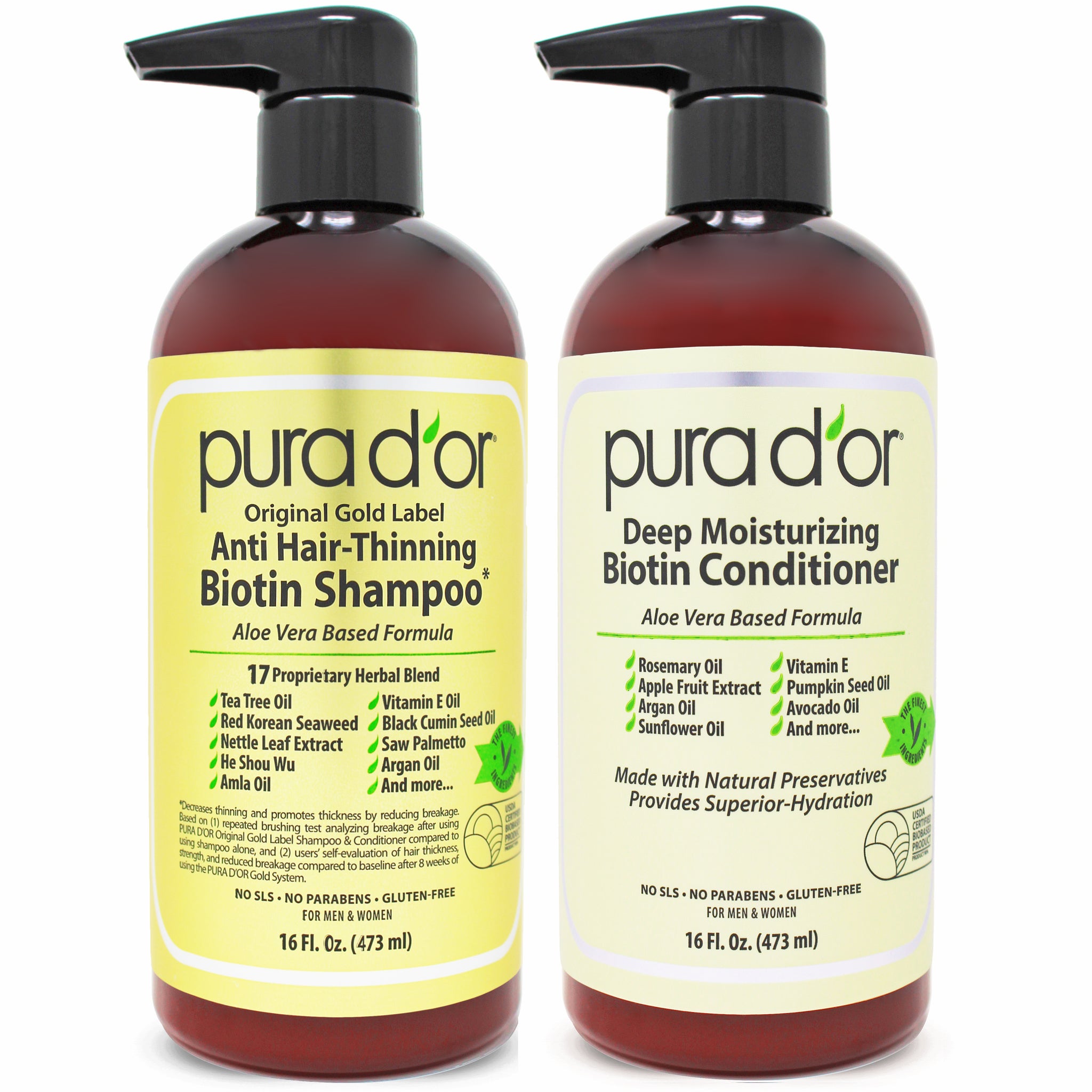 Pura D’or Biotin Original Gold Label Anti-Thinning Shampoo & Conditioner Set