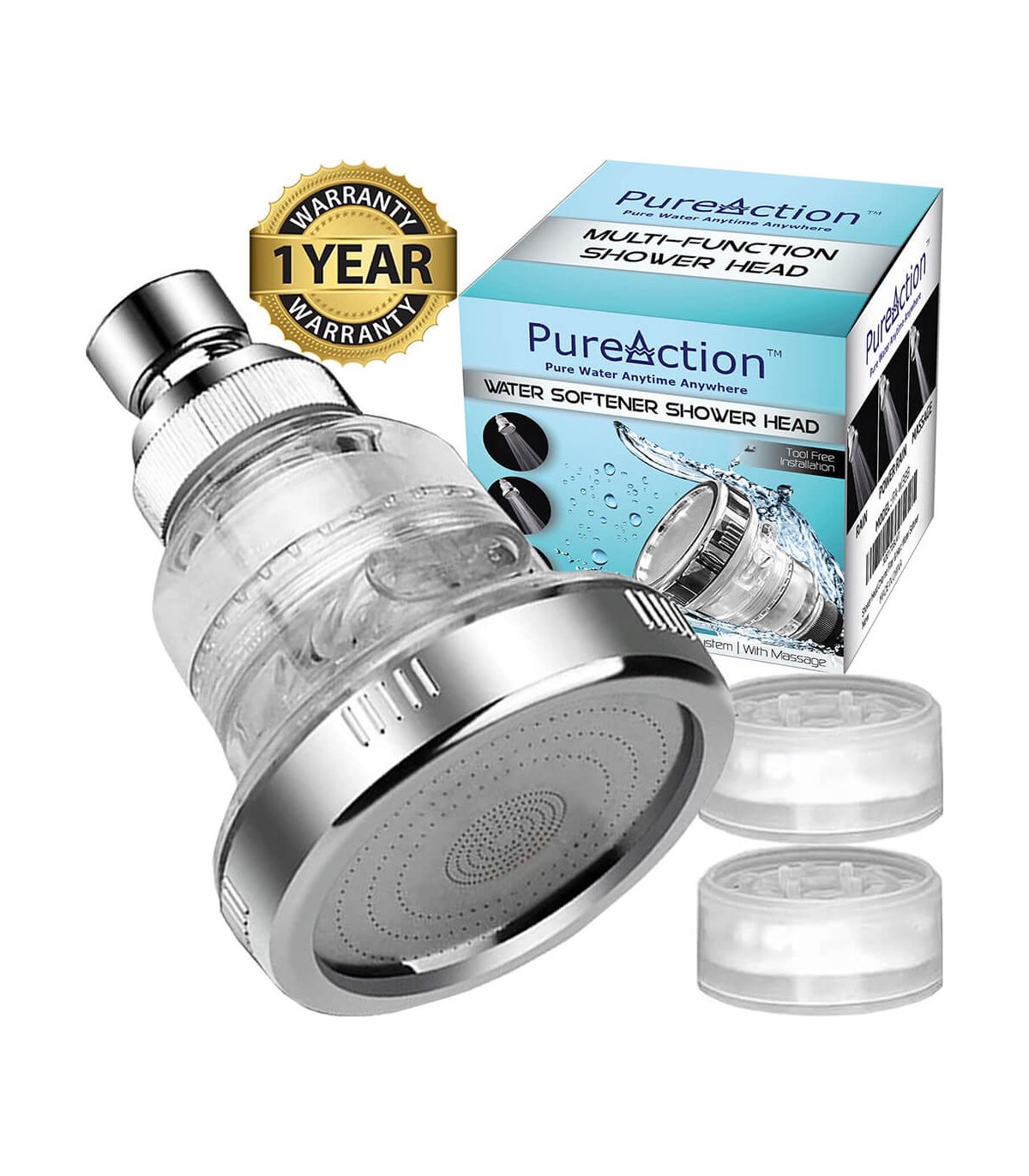 PureAction Water Softener Shower Head