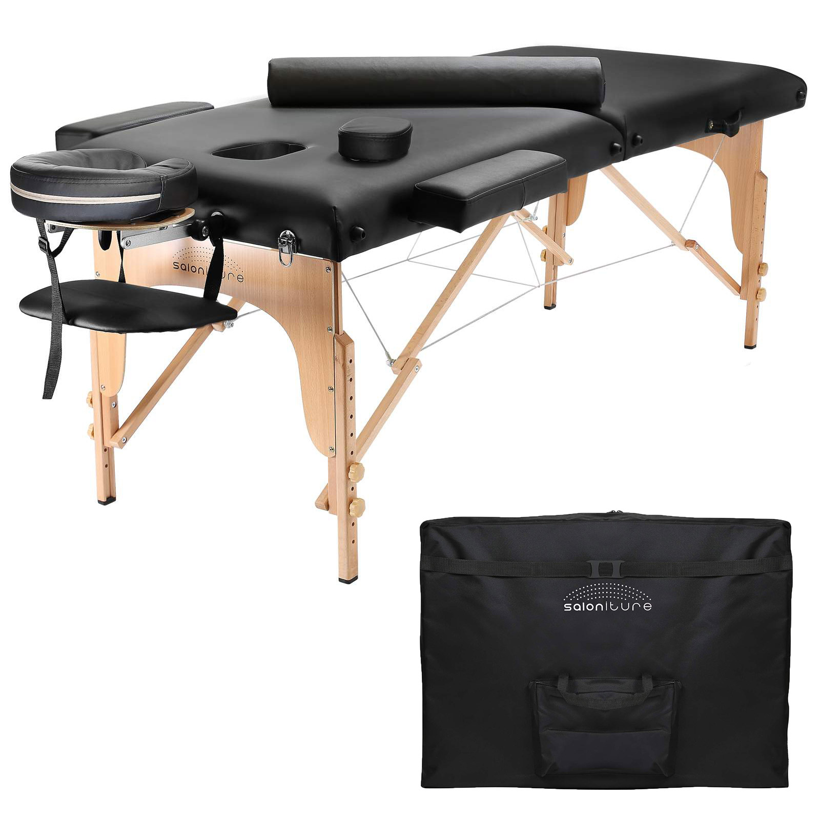 Saloniture Professional Portable Massage Table with Backrest