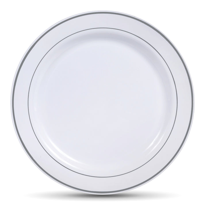 Select Settings Silver Rim Plastic Dinner Plates