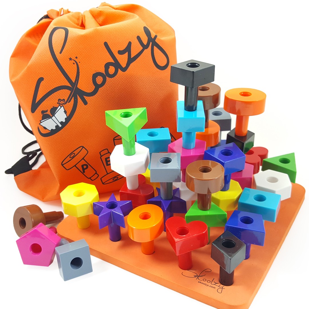 Skoolzy Montessori Peg Board Stacking Toy Set