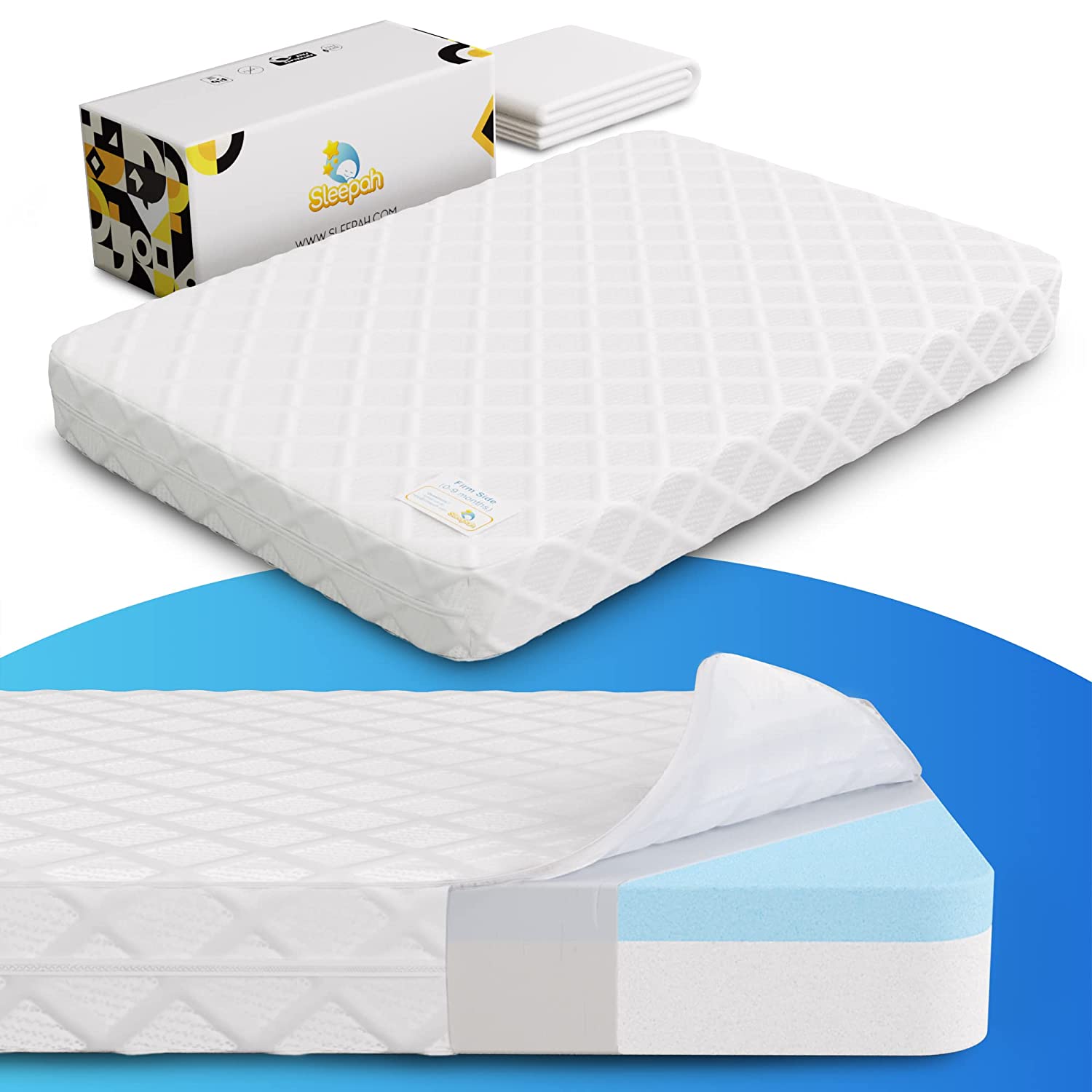 Sleepah Double-Sided Memory Foam Mattress For Pack N’ Play