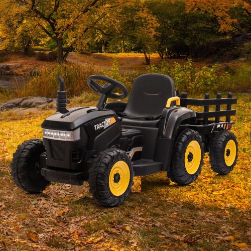 TobbiI 12v Battery-Powered Toy Tractor with Trailer