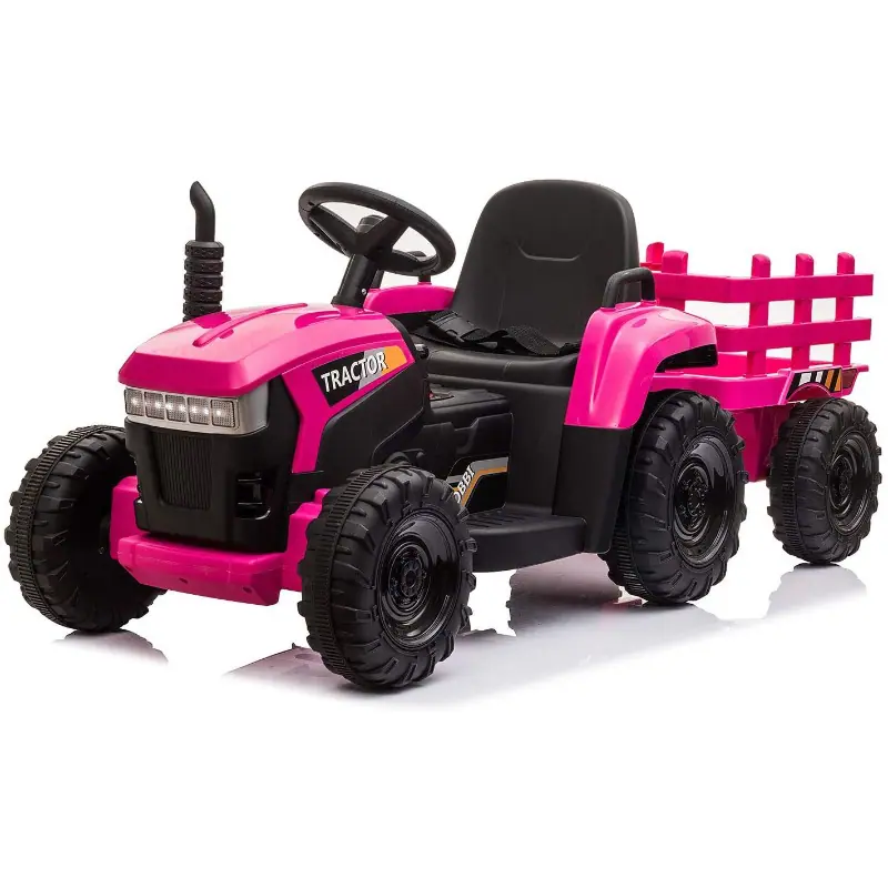 TobbiI 12v Battery-Powered Toy Tractor with Trailer