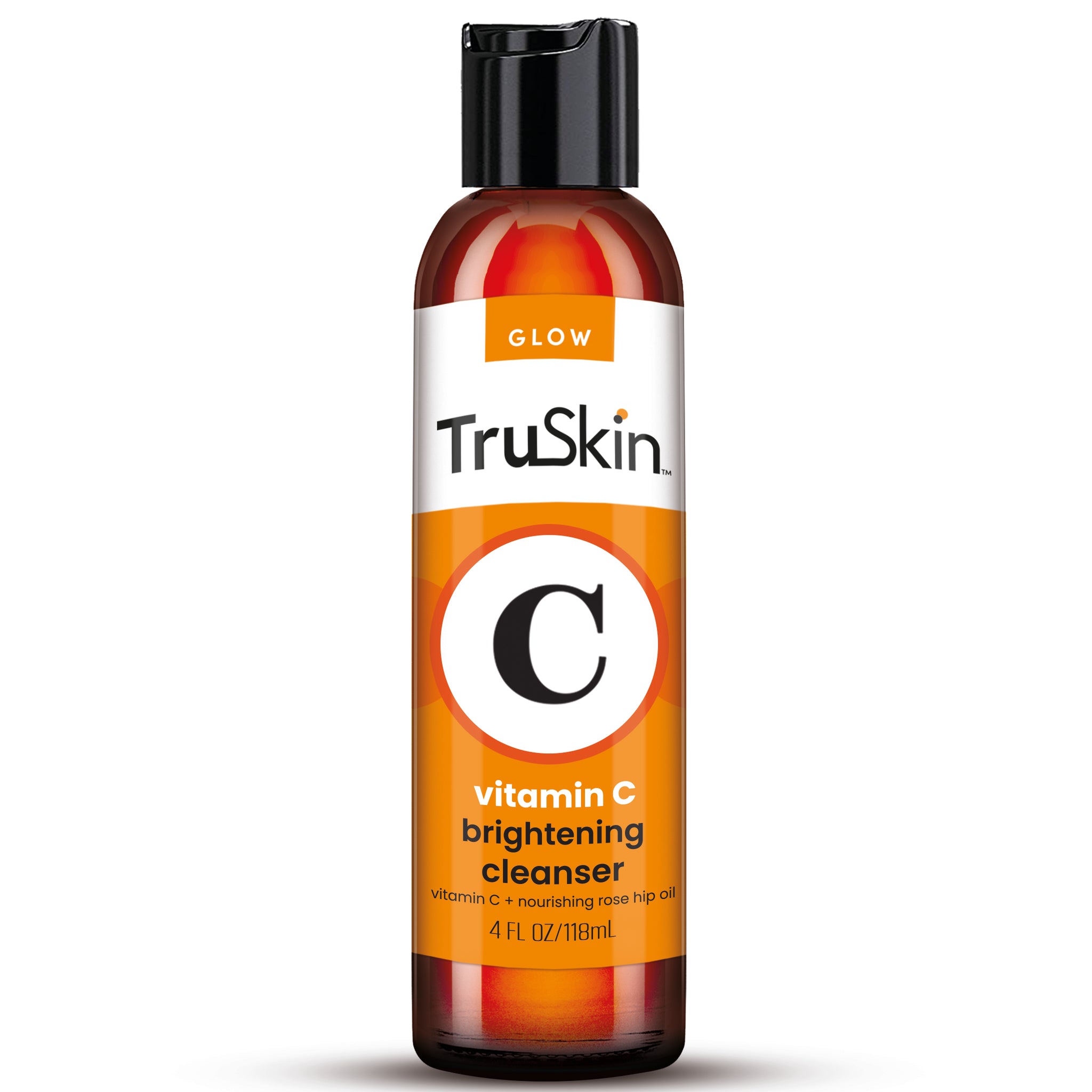 TruSkin Vitamin C Facial Cleanser, Brightening Anti-Aging Face Wash Blend includes Vitamin E, Tea Tree Oil, Rosehip Oil & Aloe Vera, for Daily Use to Fight UV Damage to Skin & Fight Acne, 4 fl oz