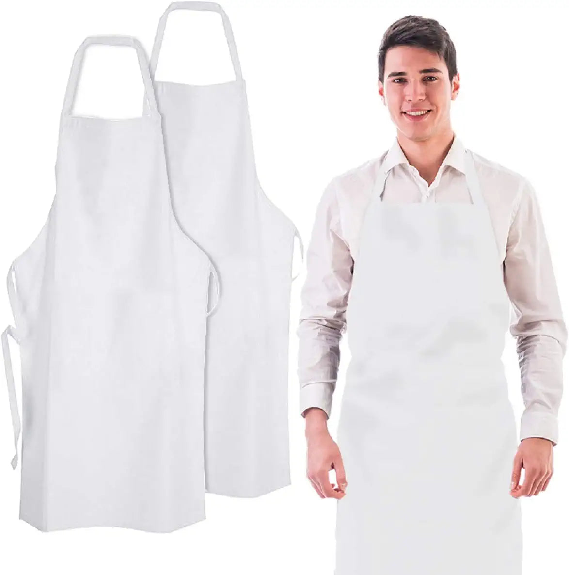 White Classic Wealuxe 12-Pack Professional Bib Aprons