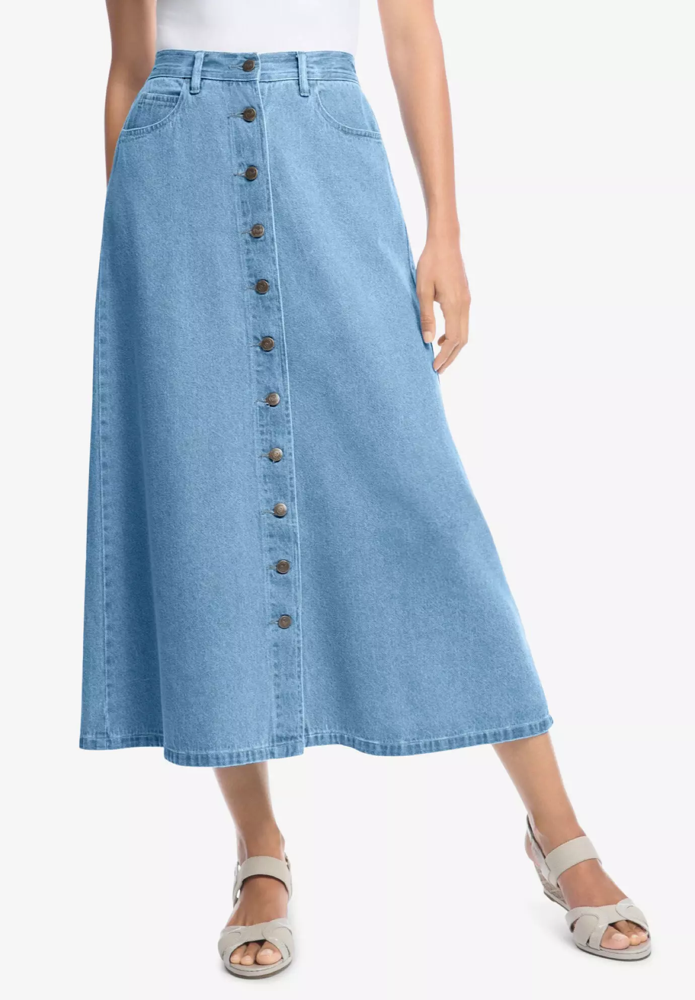Woman Within Women’s Plus Size Long Denim Skirt
