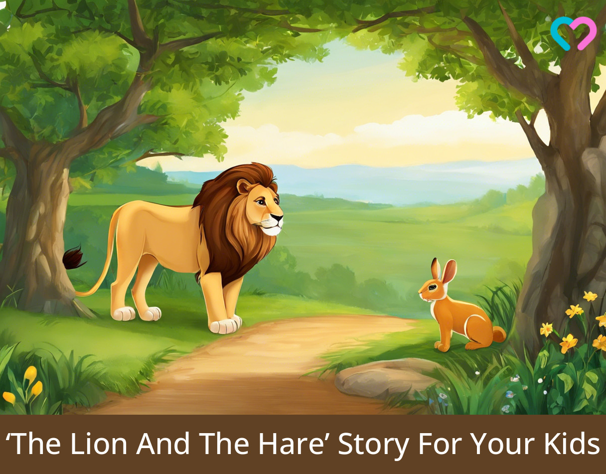 The Lion And The Hare story for kids_illustration