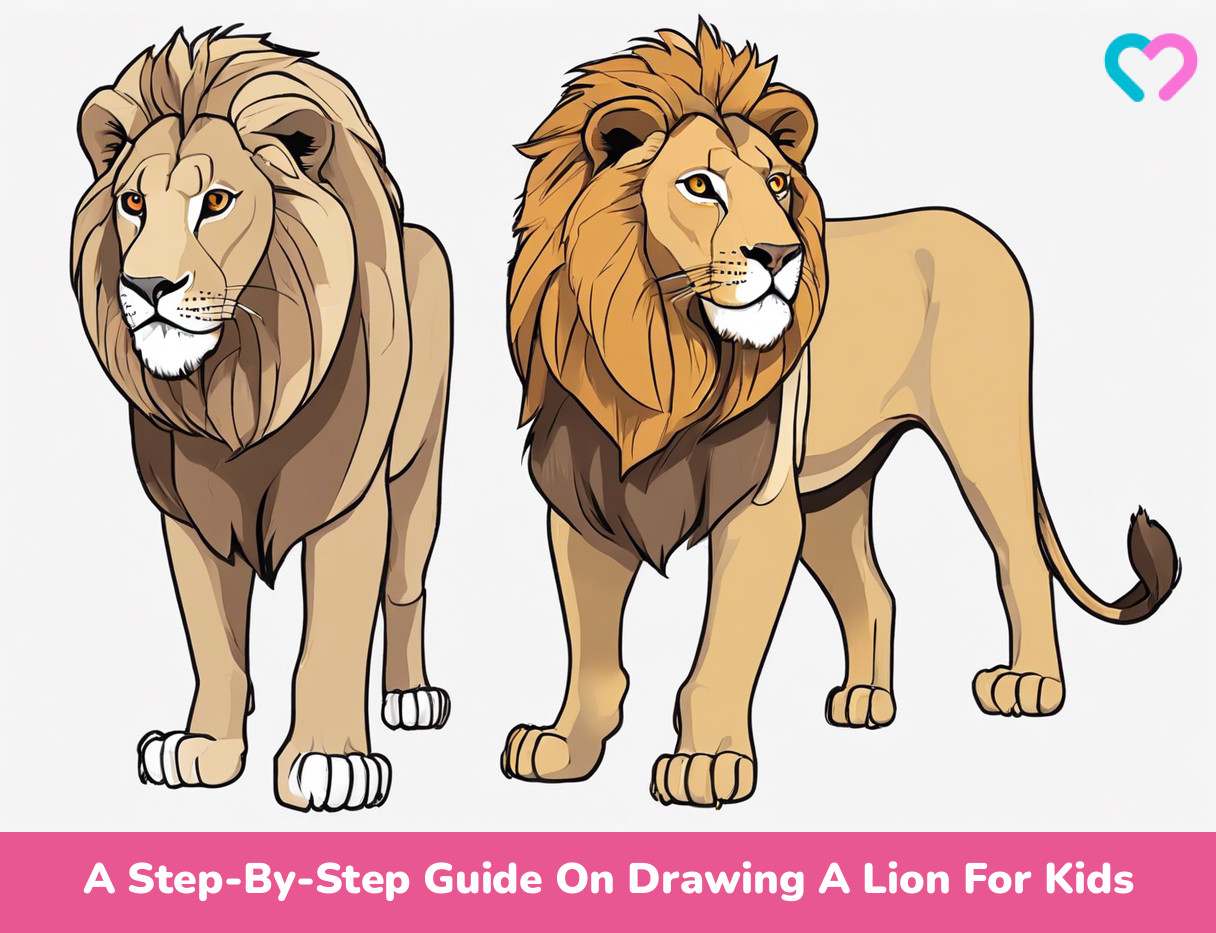 a stepbystep guide on drawing a lion for kids illustration