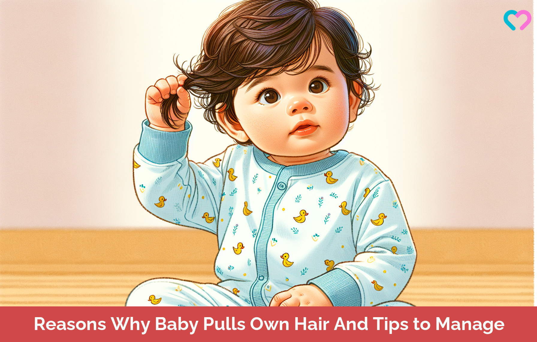 baby pulls own hair_illustration