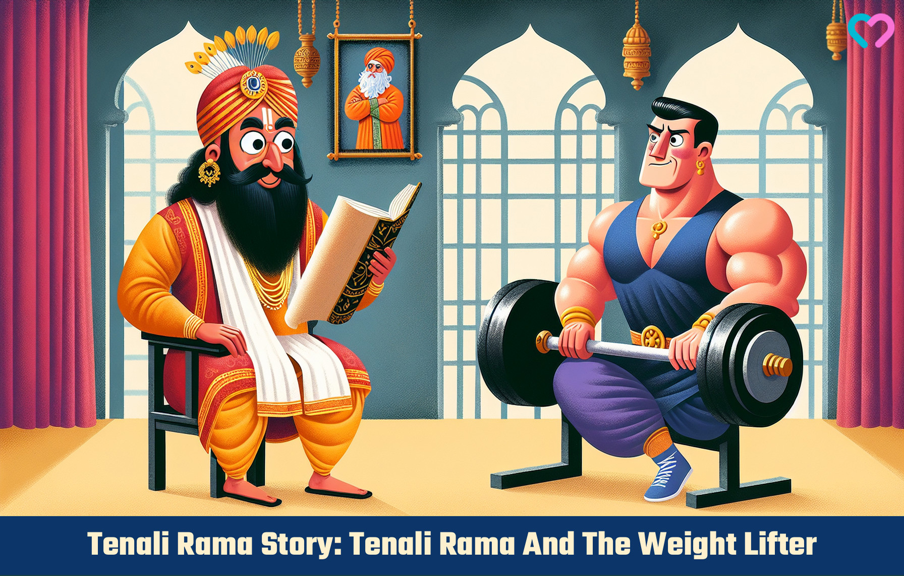 tenali raman and weightlifter_illustration