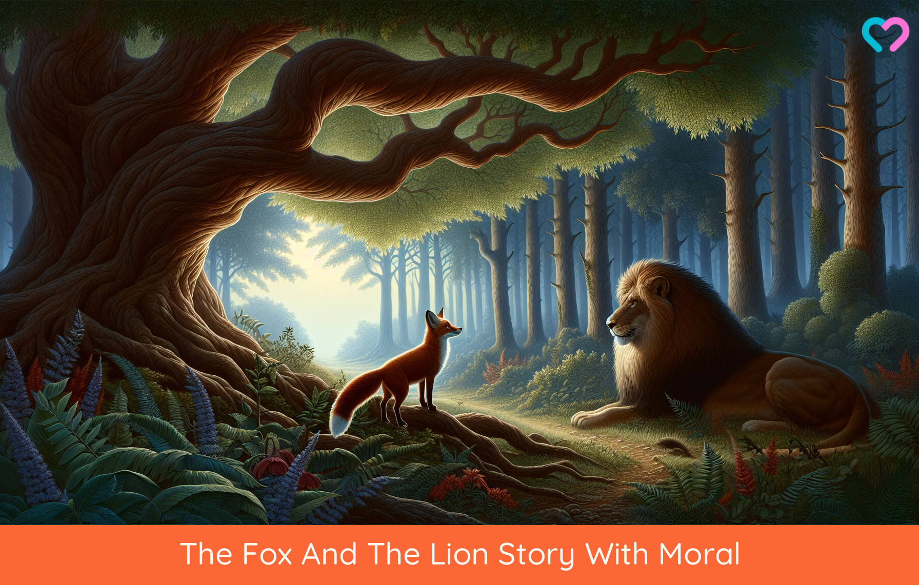 Fox And Lion Story for kids_illustration