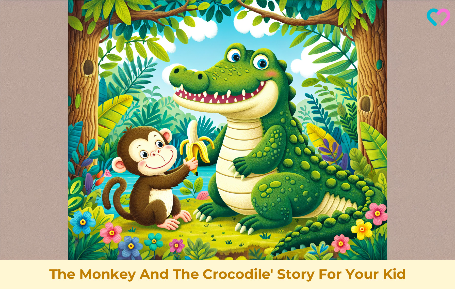 Monkey And Crocodile Story For Kids_illustration