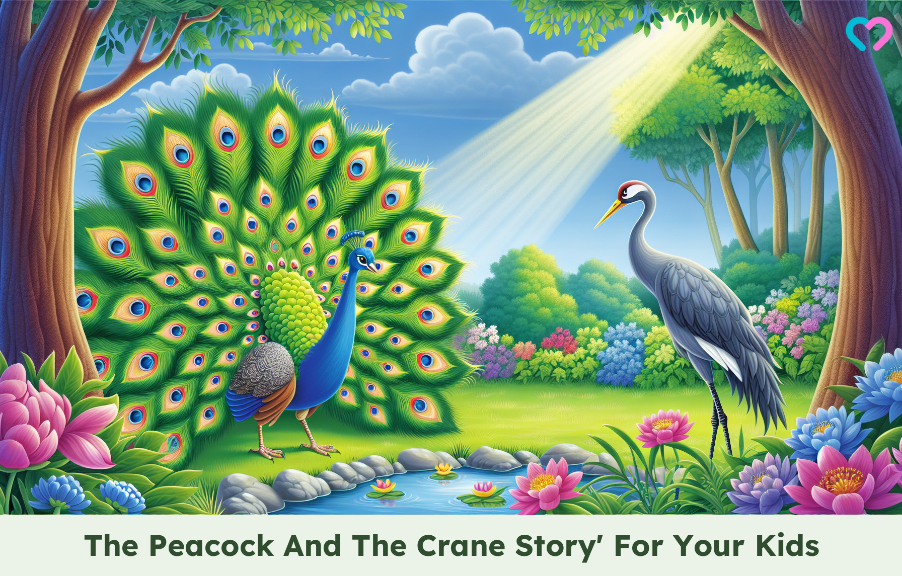 Peacock And The Crane Story For Kids_illustration